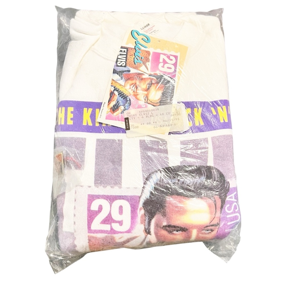 Vintage Elvis Graphic 1992 Stamp White and Purple Sweatshirt